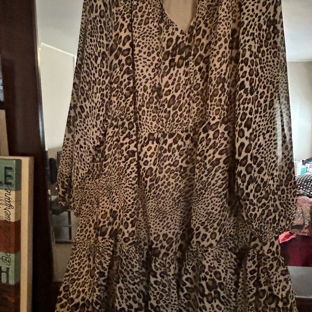 Leopard Print Long Sleeve Dress